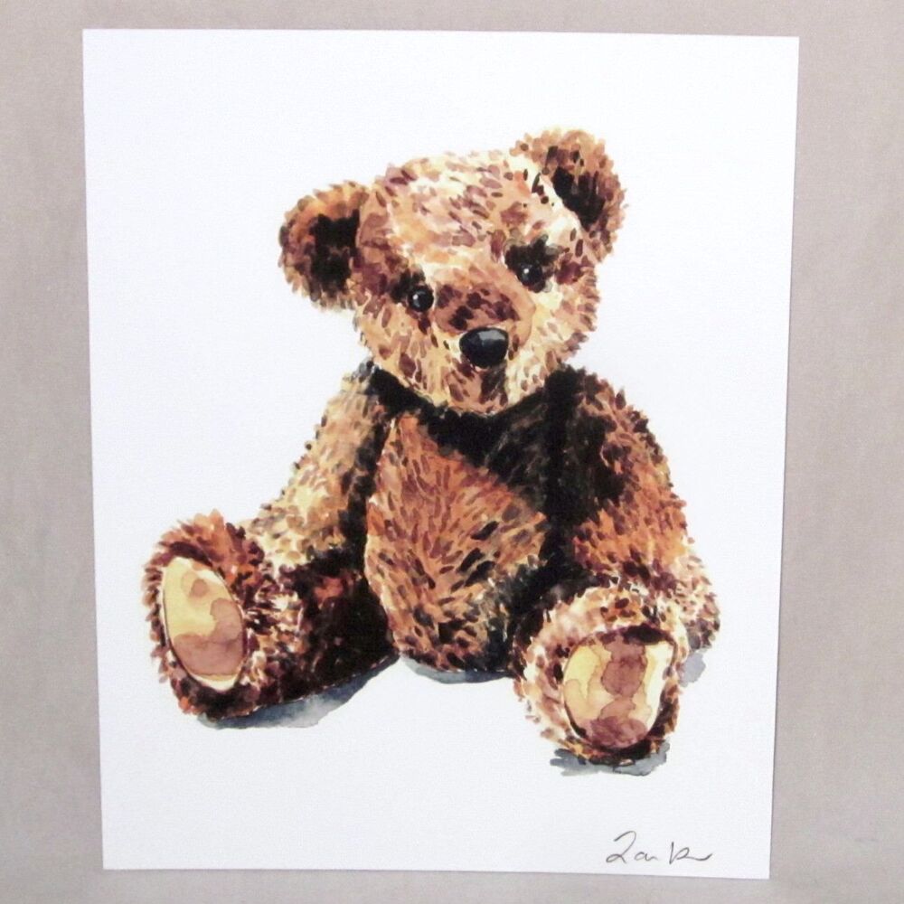 Laura Row TEDDY BEAR art print 8 x 10 children decor toy nursery NEW
